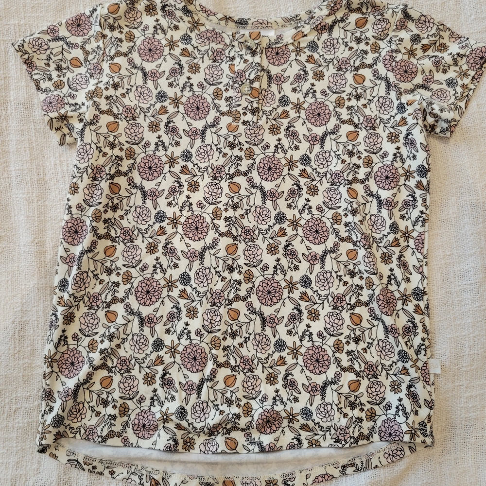 Jax And Lennon Henley Floral Shirt Girls 3/4